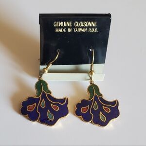 Vtg. Flower Cloisonńe Earrings